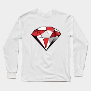 Geometric Diamond Design in Red and White No. 643 Long Sleeve T-Shirt